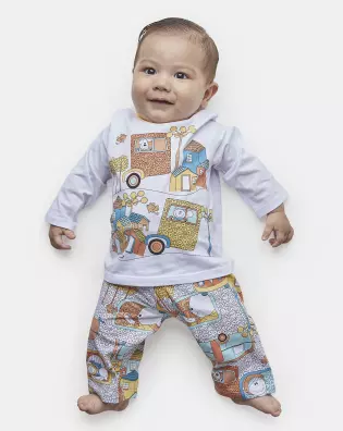 Pijama Masculino Bebe Manga Longa e Calça