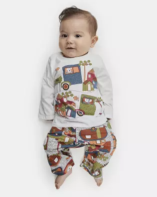 Pijama Masculino Bebe Manga Longa e Calça