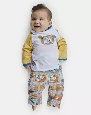 Pijama Masculino Bebe Body Manga Longa e Calça