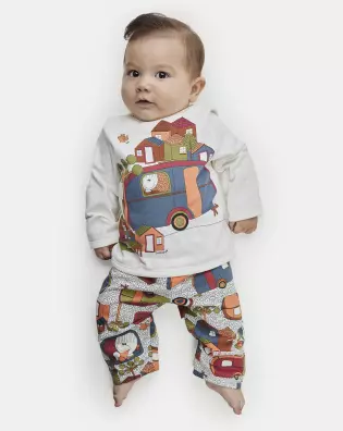 Pijama Masculino Bebe Manga Longa e Calça Moletinho