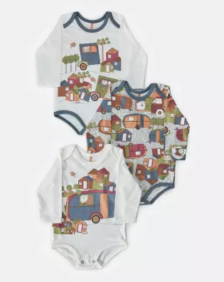 Kit Body Bebe Manga Longa Masculino