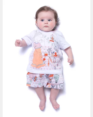 Pijama Bebê Menina manga curta e short  Estampado