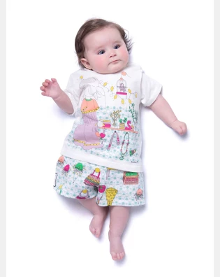 Conjunto Feminino Bebe Manga Curta e Short
