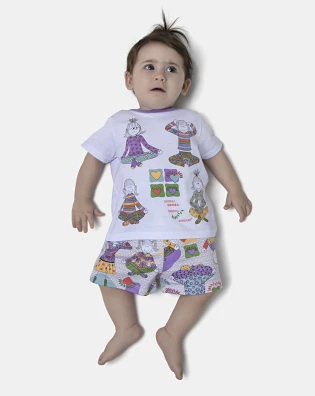 Pijama Feminino Bebe Manga Curta e Short