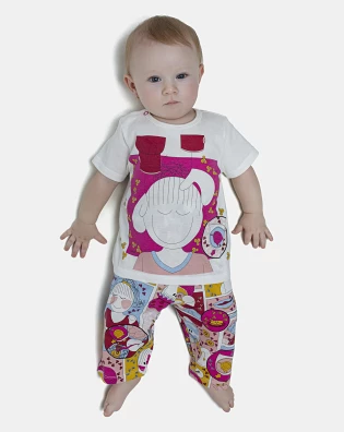 Pijama Feminino Bebe Manga Curta e Calça
