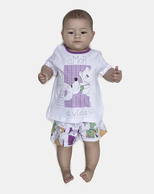 Pijama Feminino Bebe Manga Curta e Short