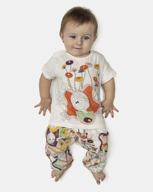 Pijama Feminino Bebê Manga Curta e Calça