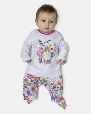 Pijama Feminino Bebê Manga Longa e Calça