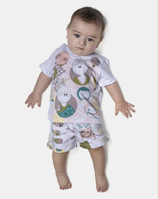 Pijama Feminino Bebê Manga Curta e Short