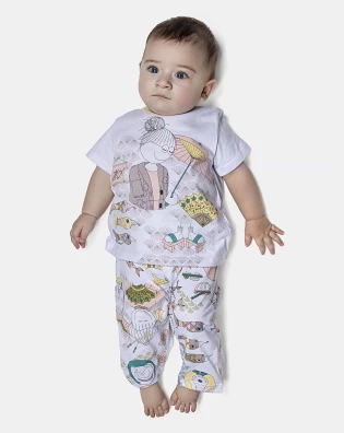 Pijama Feminino Bebê Manga Curta e Calça
