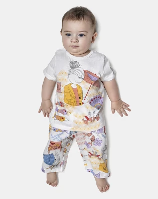 Pijama Feminino Bebê Manga Curta e Calça