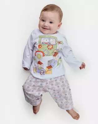 Pijama Feminino Bebe Manga Longa e Calça