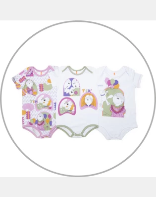 Kit Body Feminino Bebe Manga Curta 