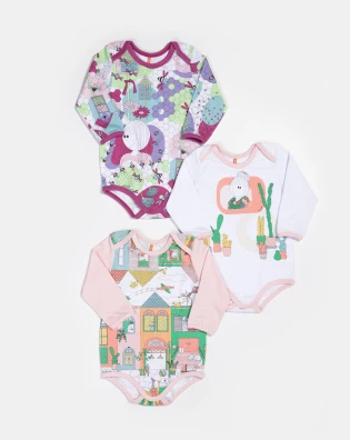 Kit Body Feminino Bebe Manga Longa