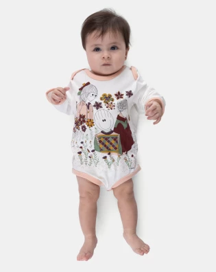 Kit Body Para Bebê Menina Manga Longa Pat e Annie