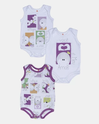 Kit Body Feminino Bebe Sem Mangas 