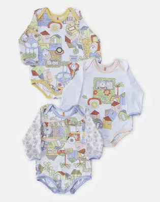 Kit Body Bebe Manga Longa Feminino