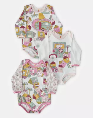 Kit Body Bebe Manga Longa Feminino