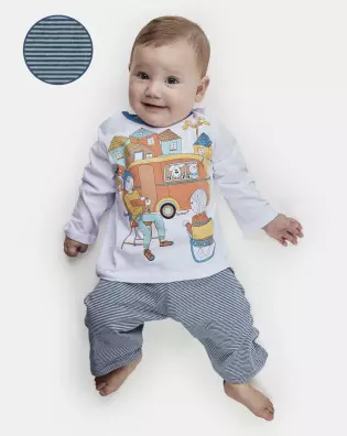 Pijama Unissex Bebê Manga Longa e Calça