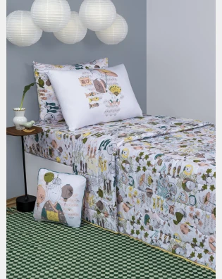 Lençol Elástico com Fronhas Berço Feminino