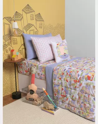 Lençol Elástico com Fronhas Berço Feminino