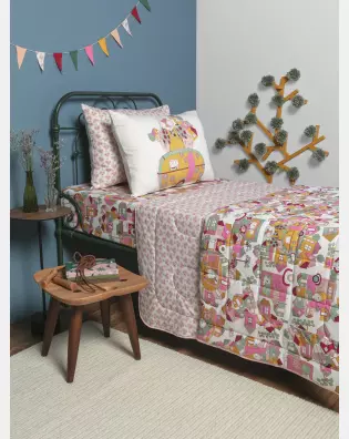 Lençol Elástico com Fronhas Berço Feminino