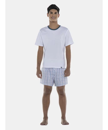 Pijama Masculino Adulto Manga Curta e Short Tricoline