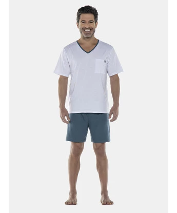 Pijama Masculino Adulto Manga Curta e Short Decote V