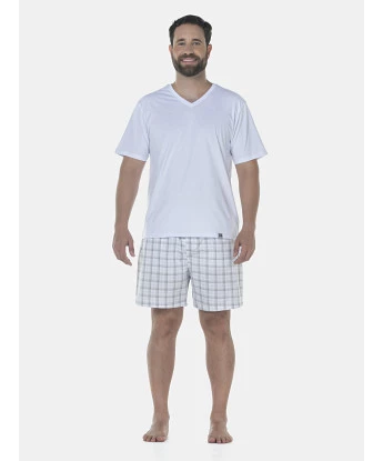 Pijama Masculino Adulto Manga Curta e Short Tricoline