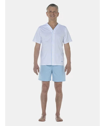 Pijama Masculino Adulto Manga Curta Com Abertura e Short