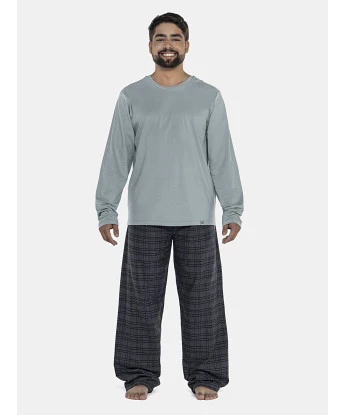 Pijama Masculino Adulto Manga Longa e Calça Flanelada