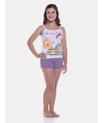 Pijama Curto Feminino Sonhart Regata alça Fina e short Lilás