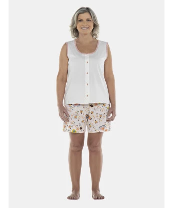 Pijama Feminino Adulto Regata Aberta e Bermuda