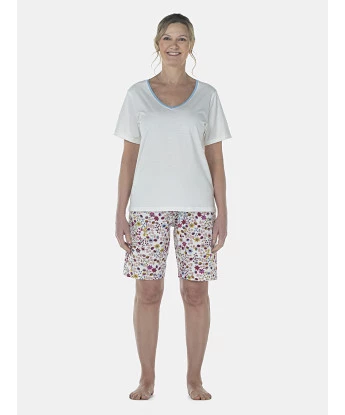 Pijama Feminino Adulto Manga Curta e Bermuda