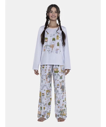 Pijama Feminino Adulto Manga Longa e Calça