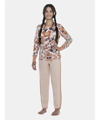 Pijama Feminino Adulto Manga Longa Com Punhos e Calça