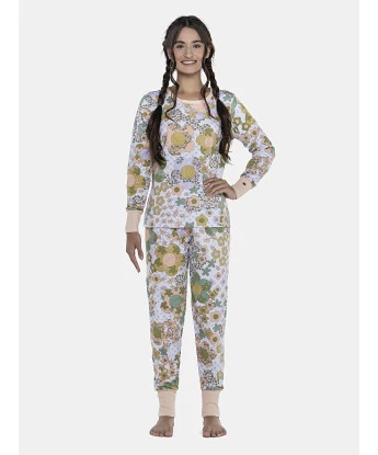 Pijama Feminino Adulto Manga Longa e Calça Com Punhos