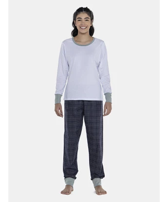 Pijama Feminino Adulto Manga Longa e Calça Flanelada