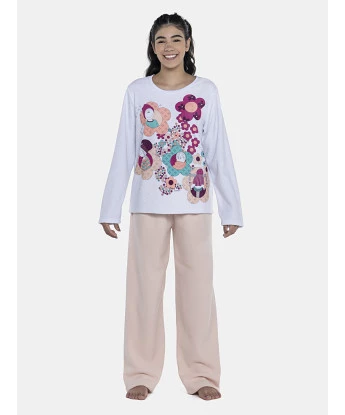Pijama Feminino Adulto Manga Longa e Calça Plush