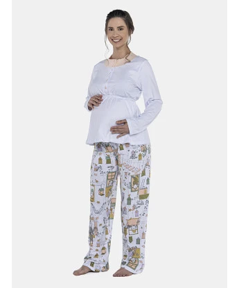 Pijama Feminino Gestante Manga Longa e Calça