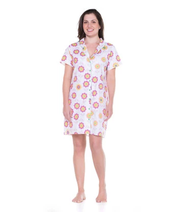 Camisola Feminina Com Botões Manga Curta Estampa Floral 