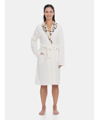  Roupão Sonhart Atoalhado Feminino Manga Longa Transpasse Creme