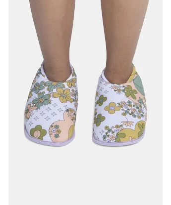 Pantufa Feminina Adulto Fechada Com Elástico e Estampa Corrida 