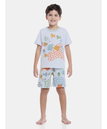 Pijama manga curta e bermuda