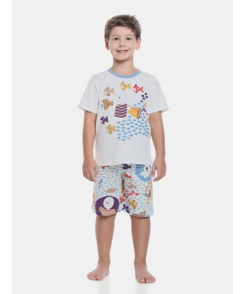 Pijama manga curta e bermuda