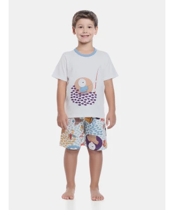 Pijama manga curta e bermuda 