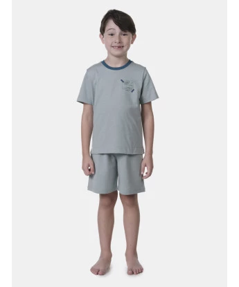 Pijama Masculino Infantil manga curta e short Azul 
