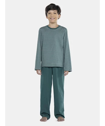 Pijama Masculino Kids Manga Longa Com Listras e Calça