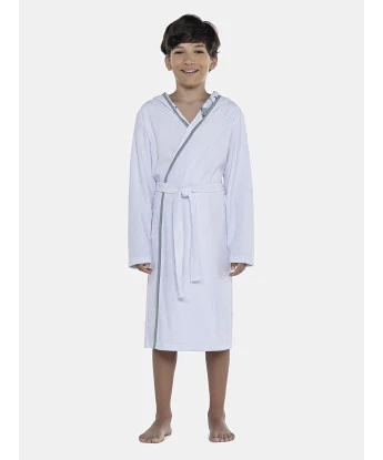 Roupão Masculino Kids Manga Longa Transpassado Com Capuz Atoalhado