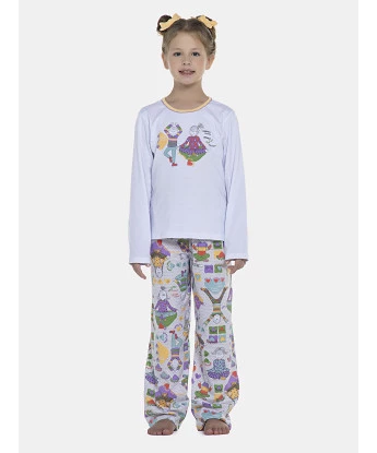 Pijama Feminino Kids Manga Longa e Calça